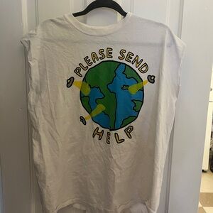 “Please send help” white tank top